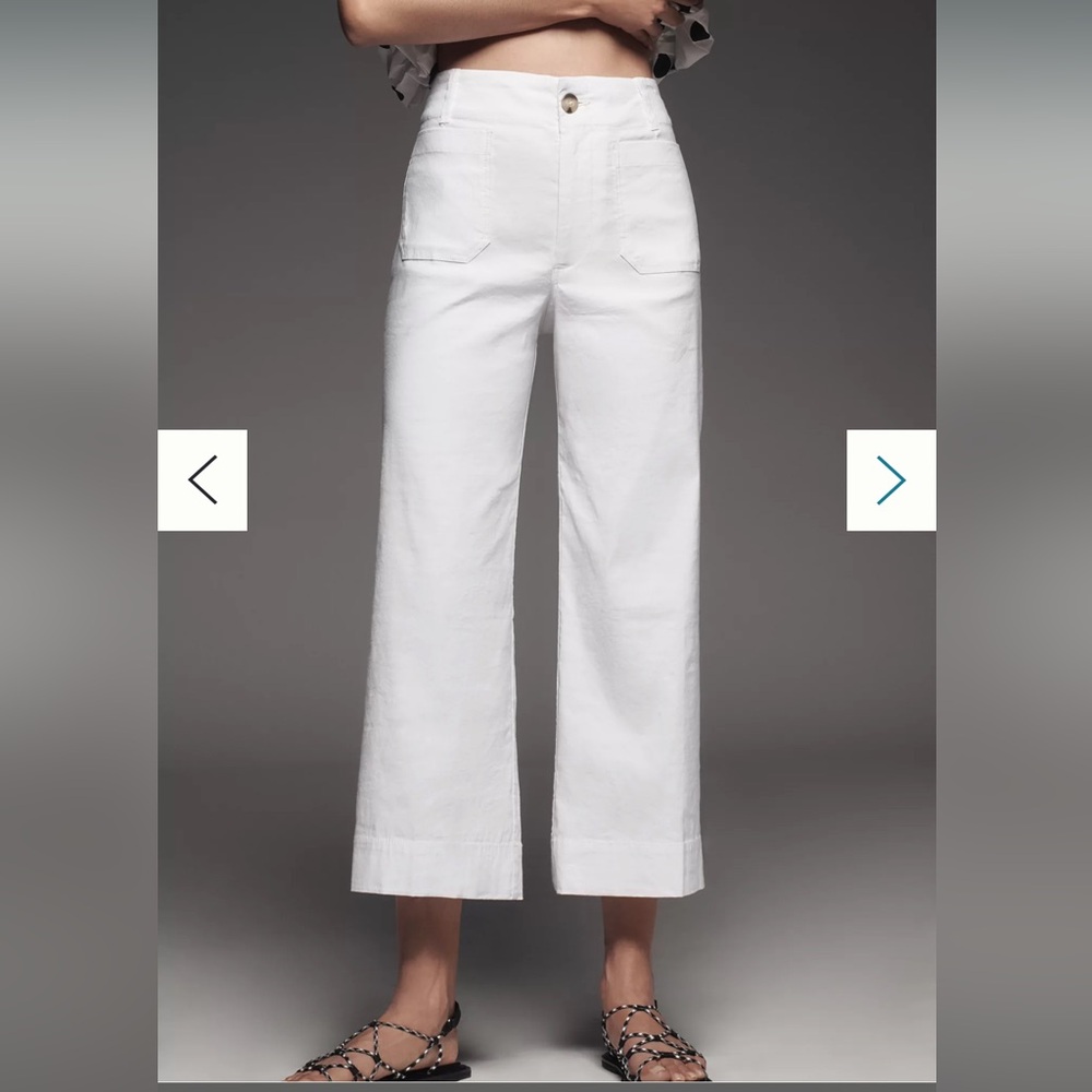 Anthropologie Colette White Wide-Leg Cropped Pants in 'Magic' Fabric